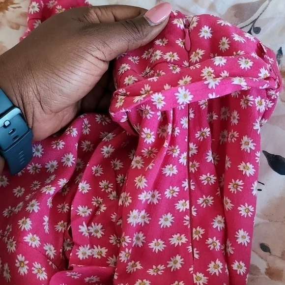 Zara Pink floral Belted Prairie Cottagecore Botanical Peasant Short Skirt skort - Picture 10 of 14